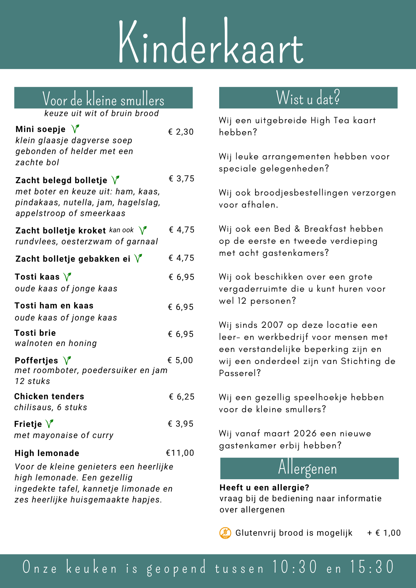 Kindermenu herfst/winter 2026-2027 Kindermenu herfst/winter 2026-2027