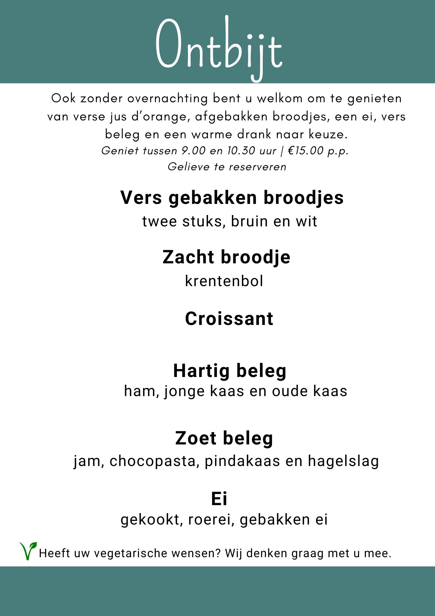 Ontbijt kaart herfst/winter 2026-2027
